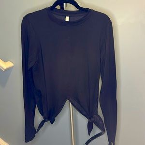 Athleta black practice long sleeve side tie top